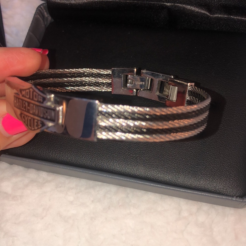 Mens Harley Davidson stainless steel cable bracelet with box - FREE SHIPPING - Picture 4 of 12